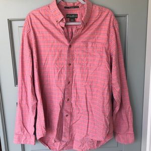 Tartan peach, blue and white flannel